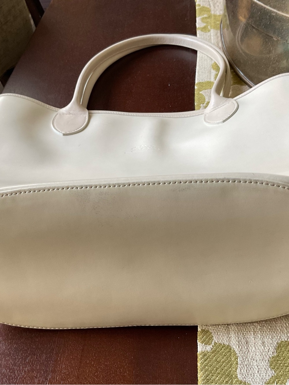 LONGCHAMP Ivory Leather Tote Bag Vintage 1960s - Picture 10 of 14